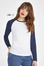 Custom Milky Lsl Women's Two-colour T-shirt With Long Raglan Sleeves with Logo