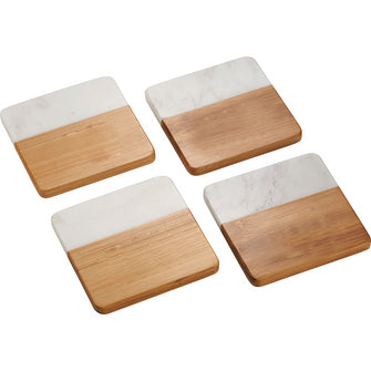 Personalise Marble and Bamboo Coaster with Logo | Eco Gifts