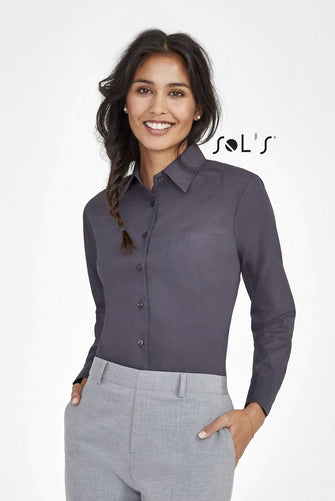 Custom Executive Long Sleeve Poplin Women's Shirt with Logo