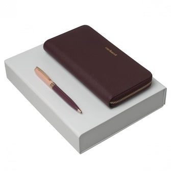 Personalise Set Cacharel Bordeaux (ballpoint Pen & Lady Purse) - Custom Eco Friendly Gifts Online