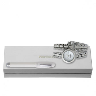 Personalise Set Cacharel Blanc (ballpoint Pen & Watch) - Custom Eco Friendly Gifts Online