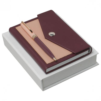 Personalise Set Bird Bordeaux (ballpoint Pen & Note Pad A6) - Custom Eco Friendly Gifts Online