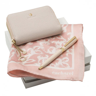 Personalise Set Cacharel Light Pink (ballpoint Pen, Mini Wallet & Silk Scarf) - Custom Eco Friendly Gifts Online
