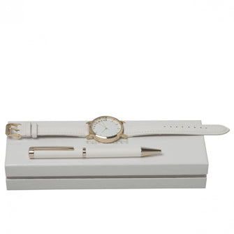 Personalise Set Bagatelle Blanc (ballpoint Pen & Watch) - Custom Eco Friendly Gifts Online
