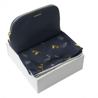 Personalise Set Victoire Navy (silk Scarf & Cosmetic Bag) - Custom Eco Friendly Gifts Online