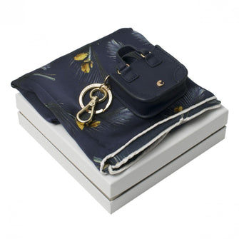 Personalise Set Victoire Navy (key Ring & Silk Scarf) - Custom Eco Friendly Gifts Online