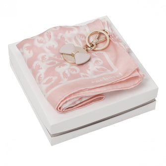 Personalise Set Cacharel Light Pink (key Ring & Silk Scarf) - Custom Eco Friendly Gifts Online