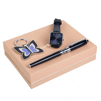 Personalise Set Cacharel Navy (rollerball Pen, Key Ring & Watch) - Custom Eco Friendly Gifts Online