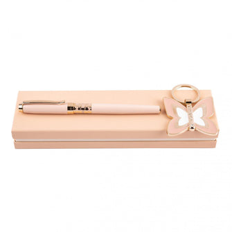 Personalise Set Cacharel Pink (rollerball Pen & Key Ring) - Custom Eco Friendly Gifts Online