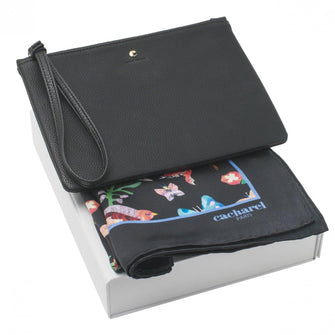 Personalise Set Cacharel Black (clutch & Silk Scarf) - Custom Eco Friendly Gifts Online