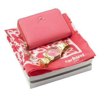Personalise Set Cacharel Corail (mini Wallet, Watch & Silk Scarf) - Custom Eco Friendly Gifts Online