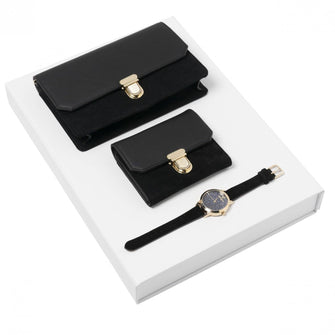Personalise Set Montmartre Black (mini Wallet, Watch & Lady Bag) - Custom Eco Friendly Gifts Online