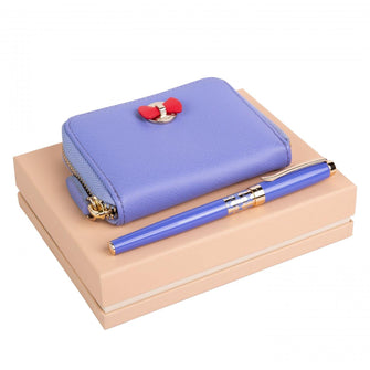 Personalise Set Hortense Bright Blue (rollerball Pen & Mini Wallet) - Custom Eco Friendly Gifts Online