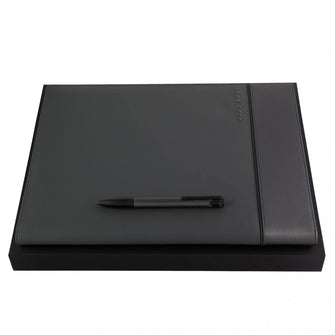 Personalise Set Explore Brushed Grey (ballpoint Pen & Folder A4) - Custom Eco Friendly Gifts Online
