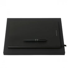 Personalise Set Stripe Soft Black (ballpoint Pen & Note Pad A4) - Custom Eco Friendly Gifts Online