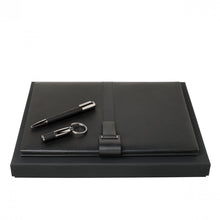Personalise Set Pure Leather Black  (ballpoint Pen, Folder A4 & Key Ring) - Custom Eco Friendly Gifts Online