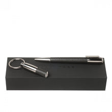 Personalise Set Pure Leather Black  (ballpoint Pen & Key Ring) - Custom Eco Friendly Gifts Online