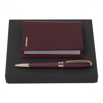 Personalise Set Essential Lady Burgundy (ballpoint Pen & Notebook Cover) - Custom Eco Friendly Gifts Online