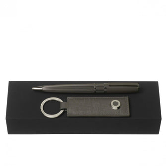 Personalise Set Hugo Boss Grey (ballpoint Pen & Key Ring) - Custom Eco Friendly Gifts Online