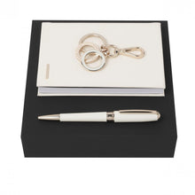 Personalise Set Essential Lady Off white (ballpoint Pen, Note Pad A6 & Key Ring) - Custom Eco Friendly Gifts Online