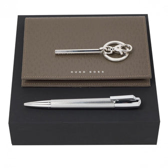 Personalise Set Hugo Boss (ballpoint Pen, Key Ring & Notebook Cover) - Custom Eco Friendly Gifts Online