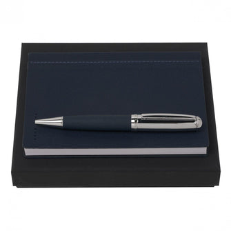 Personalise Set Advance Fabric Blue (ballpoint Pen & Note Pad A6) - Custom Eco Friendly Gifts Online