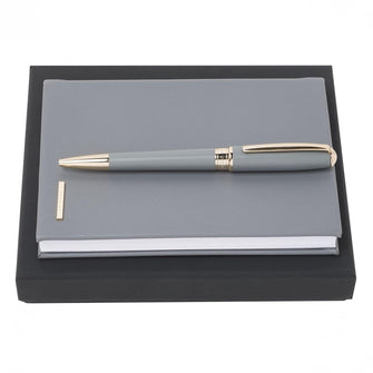 Personalise Set Essential Lady Grey (ballpoint Pen & Note Pad A6) - Custom Eco Friendly Gifts Online