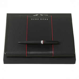 Personalise Set Gear Black (ballpoint Pen & Conference Folder A5) - Custom Eco Friendly Gifts Online