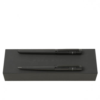 Personalise Set Ribbon Black (ballpoint Pen & Fountain Pen) - Custom Eco Friendly Gifts Online