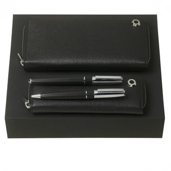 Personalise Set Hugo Boss (ballpoint Pen, Fountain Pen, Case & Long Zipped Folder) - Custom Eco Friendly Gifts Online