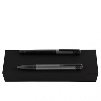 Personalise Set Explore Brushed Grey (ballpoint Pen & Rollerball Pen) - Custom Eco Friendly Gifts Online