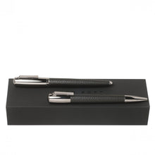 Personalise Set Pure Leather Black  (ballpoint Pen & Rollerball Pen) - Custom Eco Friendly Gifts Online