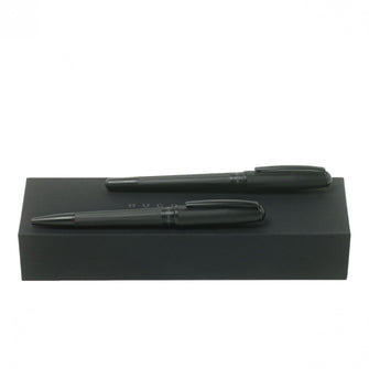 Personalise Set Essential Matte Black (ballpoint Pen & Rollerball Pen) - Custom Eco Friendly Gifts Online