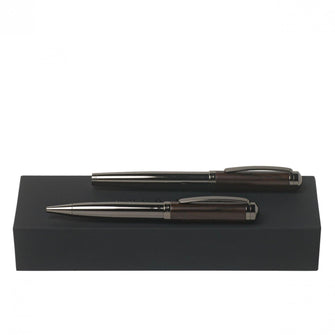 Personalise Set Grove Black (ballpoint Pen & Rollerball Pen) - Custom Eco Friendly Gifts Online