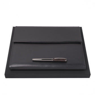 Personalise Set Hugo Boss Black (rollerball Pen & Conference Folder A4) - Custom Eco Friendly Gifts Online