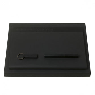 Personalise Set Edge Black (rollerball Pen, Folder A4 & Key Ring) - Custom Eco Friendly Gifts Online
