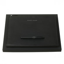 Personalise Set Stripe Soft Black (fountain Pen & Conference Folder A4) - Custom Eco Friendly Gifts Online