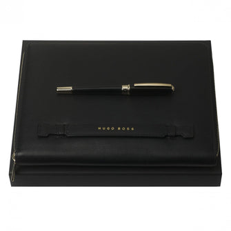 Personalise Set Essential Lady Black (rollerball Pen & Conference Folder A5) - Custom Eco Friendly Gifts Online