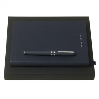 Personalise Set Stripe Soft Blue (rollerball Pen & Note Pad A5) - Custom Eco Friendly Gifts Online