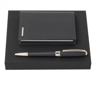 Personalise Set Essential Lady Dark Blue (ballpoint Pen & Notebook Cover) - Custom Eco Friendly Gifts Online