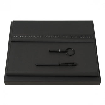 Personalise Set Ribbon Black (rollerball Pen, Folder A5 & Key Ring) - Custom Eco Friendly Gifts Online