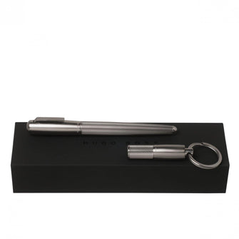 Personalise Set Pure Matte Dark Chrome (rollerball Pen & Key Ring) - Custom Eco Friendly Gifts Online