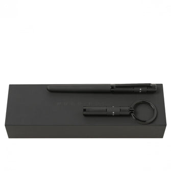 Personalise Set Ribbon Black (rollerball Pen & Key Ring) - Custom Eco Friendly Gifts Online