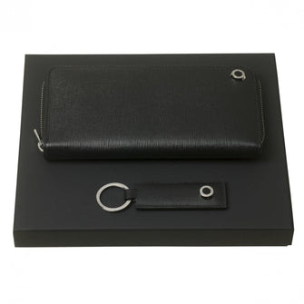 Personalise Set Tradition Black (key Ring & Long Zipped Folder) - Custom Eco Friendly Gifts Online
