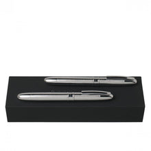 Personalise Set Stripe Chrome (rollerball Pen & Fountain Pen) - Custom Eco Friendly Gifts Online