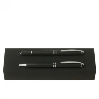 Personalise Set Framework Grid Black (ballpoint Pen & Rollerball Pen) - Custom Eco Friendly Gifts Online