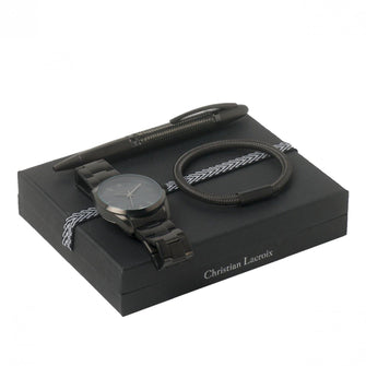 Personalise Set Textum Black (ballpoint Pen, Watch & Bracelet) - Custom Eco Friendly Gifts Online