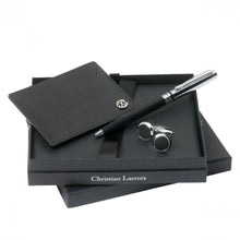 Personalise Set Christian Lacroix Black (ballpoint Pen, Card Holder & Cufflinks) - Custom Eco Friendly Gifts Online