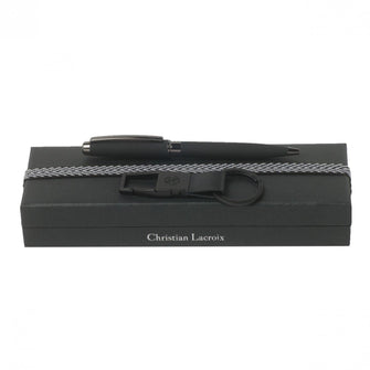 Personalise Set Christian Lacroix Black (ballpoint Pen & Key Ring) - Custom Eco Friendly Gifts Online