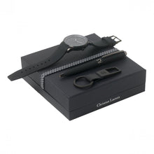 Personalise Set Christian Lacroix Black (ballpoint Pen, Key Ring & Watch) - Custom Eco Friendly Gifts Online